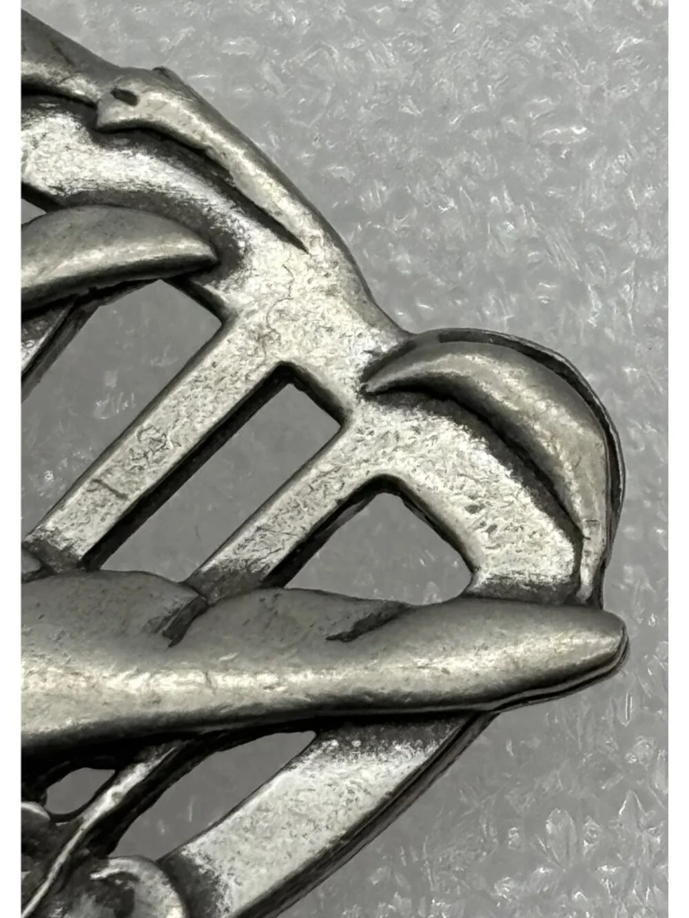 Vintage Bird in Flight Floral Fan Brooch Seagull Pewter Canada Late 1980s Signed